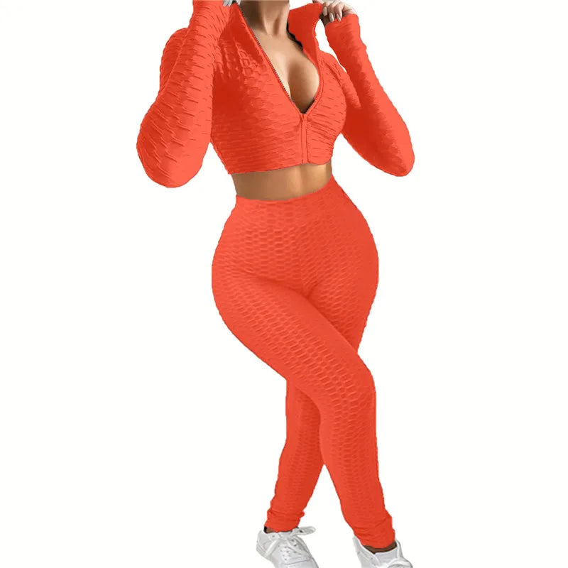 Women Sport Tracksuits 2pcs Yoga Sport Suit Gym Fitness Set Lady Running Hiking Fitness Gym Full Set Sportswear