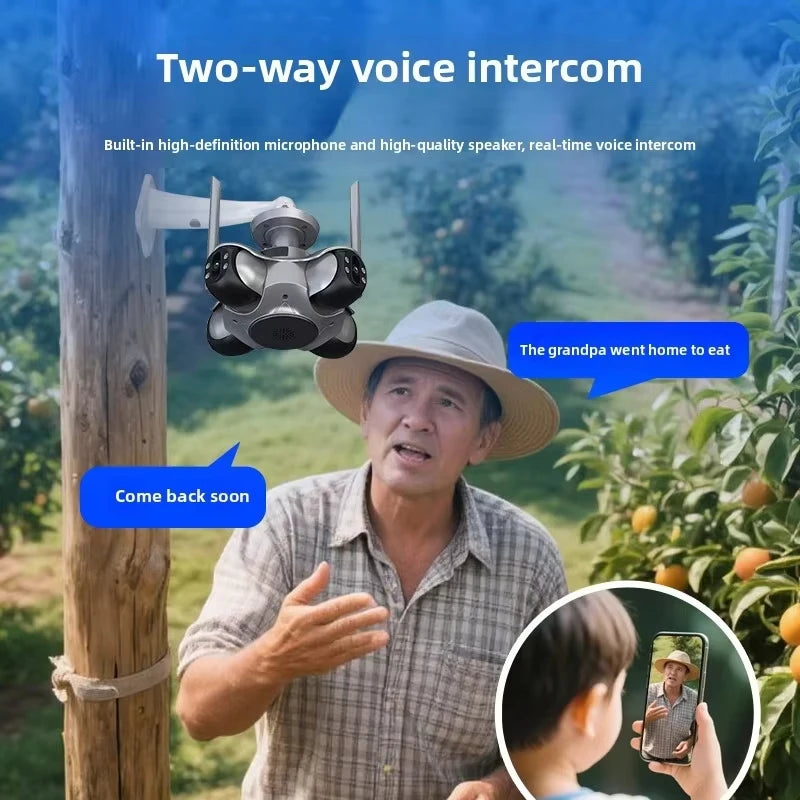 NEW Arrivals AI Functions 4Lens 4 Screen Wi-Fi Camera 20MP Outdoor Waterproof Security Camera Human Detection Night Vision CCTV Two-Ways Voice Intercom IP Camera Home Office Factory Security