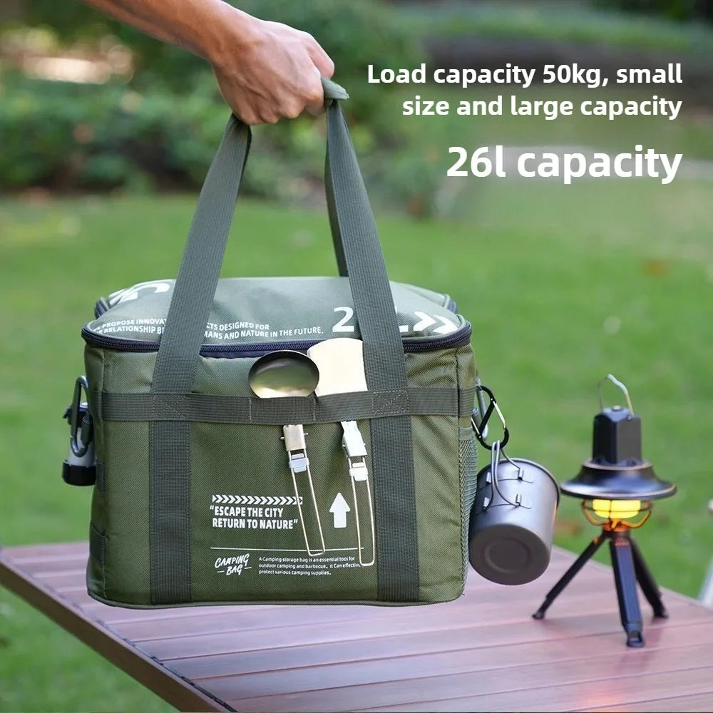 26 L Outdoor Camping Storage Bag Cooler Lunch Box Thermal bag Travel Tableware Handbag Insulated bag for Camping Picnic Tool