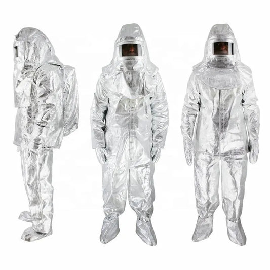 NEW High Quality SOS Emergency Survival 500 Degree Thermal Flames Retardant Fire Heat Resistant Protection Radiation Heat Resistant Aluminized Suit Fireproof Clothes Firefighter Full Body Uniform