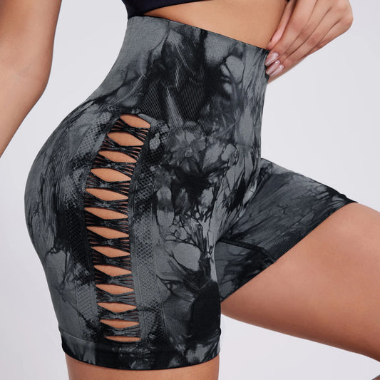 Butt Lifting Sexy Gym Shorts Woman High Waist Seamless Fitness Sport Summer Shorts Stretch Casual Tie Dye Pants