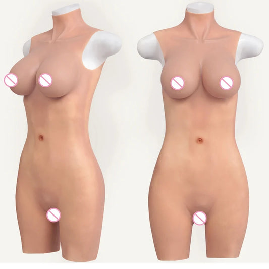 3 Colors Realistic Medical Silicone Gel /Cotton Filling Full Body Suit Silicone Breast Forms Crossdressing Drag Queen Cosplay Silicone Chest Male to Female Vagina