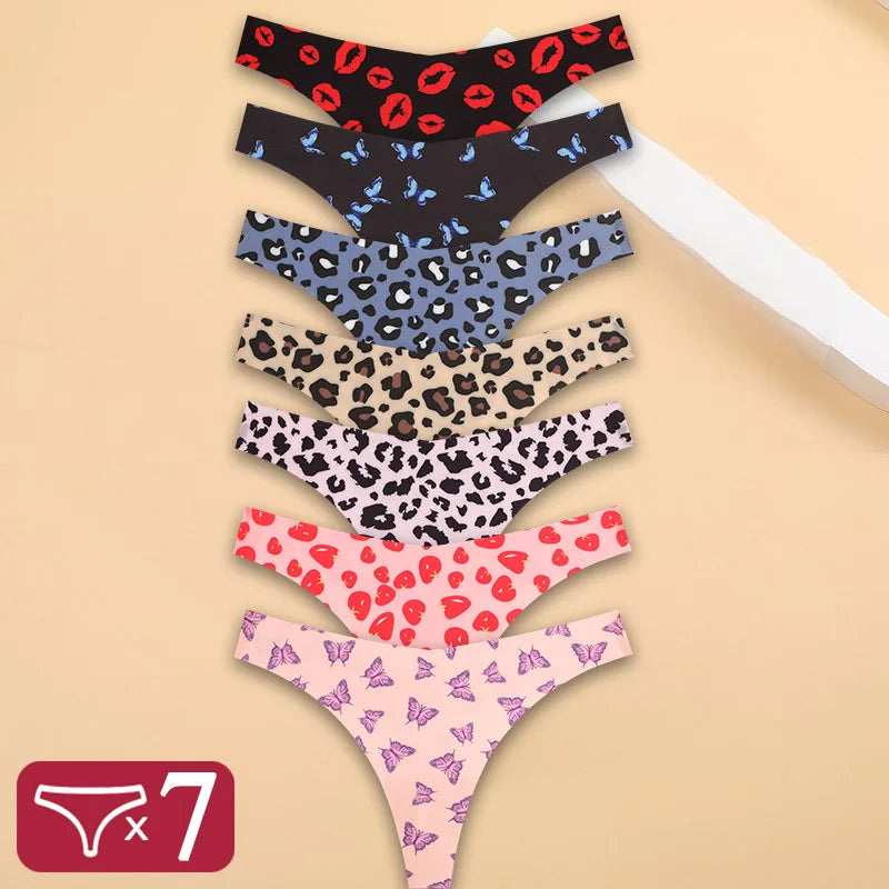 NEW Arrivals 7PCS Set 15 Colors  Ice Silk G-String Lady Sexy Thong Women Seamless Girl Panties Fresh Low Waisted Underwear Ladies Girls Sexy Underwear Supplies