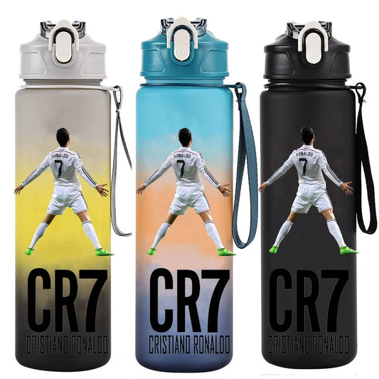 Cristiano Ronaldo 27 Types 2026 World Cup Soccer Sports Water Bottle Shaker Outdoor Travel Camping Beach Cycling Gym Running Portable Leakproof Drinkware Plastic Drink Bottle BPA Free Sports Gifts