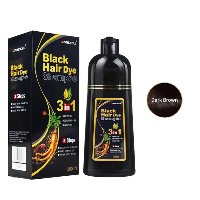 NEW 500ml Korean Hair Dye Shampoo 3 in1 Darkening Hairs Instant Gray To Black Polygonum Multi-Florum Natural Coloring Cover Men Women Hair Care Supplies