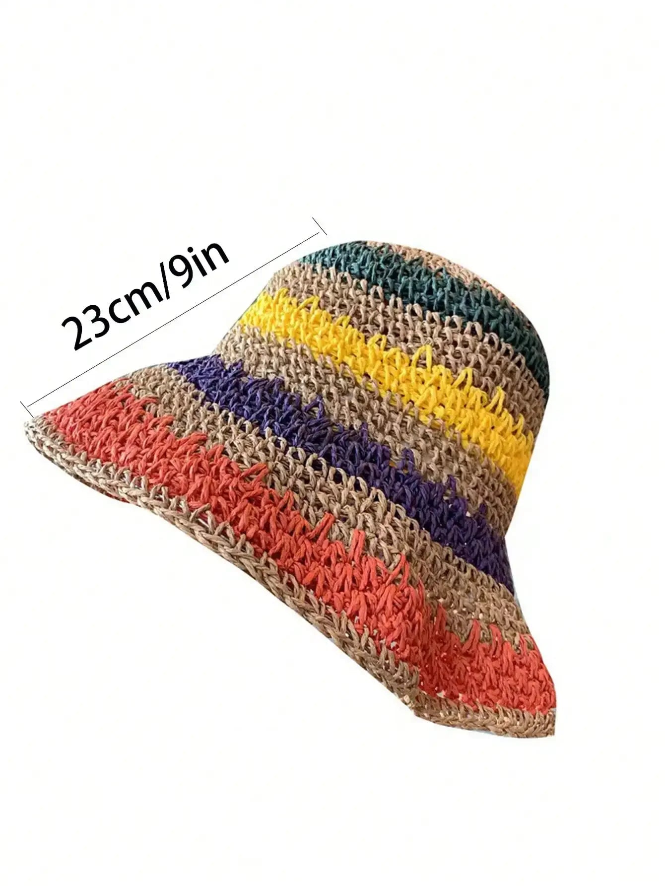 New Korean Style Multicolor Foldable Sun Crochet Hat For Beach, Travel And Vacation handmade straw hat