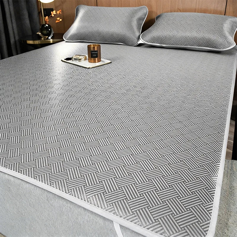 3 PCS Set 5 Colors Summer NEW Breathable Cooling Sheet Set Antibacterial Skin-Friendly Sleeping Mat Pillowcase Comfortable Air Condition Mattress Home Bedroom Bedding Supplies