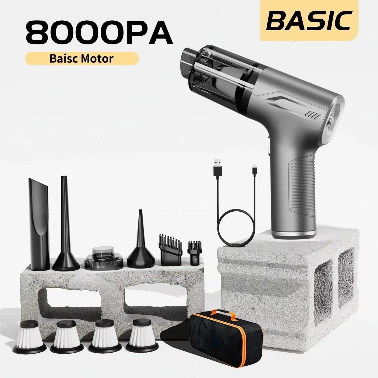98000PA Mini Car Vacuum Cleaner Set Cordless Powerful Wireless Car Cleaner Handheld Portable Vacuum Cleaner Air Gun Car Cleaning Accessories