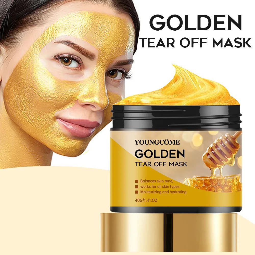 70g Facial Gold Textured Whitening Mask Blackhead Remover Whitening Face Mask Deep Cleansing Hyaluronic Acid Moisturizing Women Skin Care Supplies Korean Products