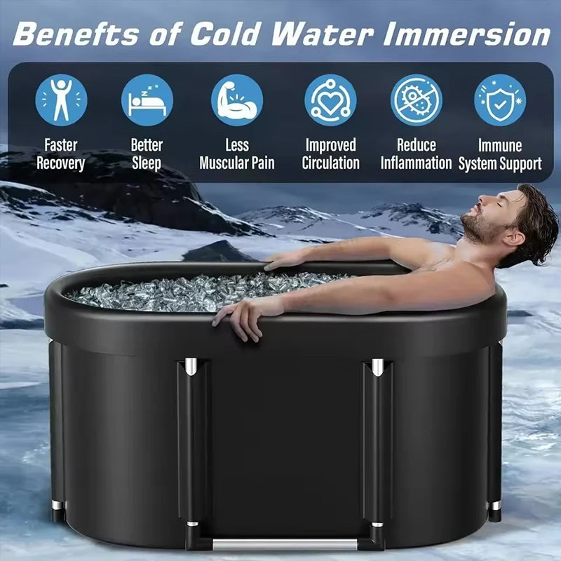 Full Set Large Capacity Portable Foldable Ice Bath Tub for Athletes Multiple Layered Portable Outdoor Cold Plunge Tub for Recovery, Cold Plunge Full Body Therapy Treatment