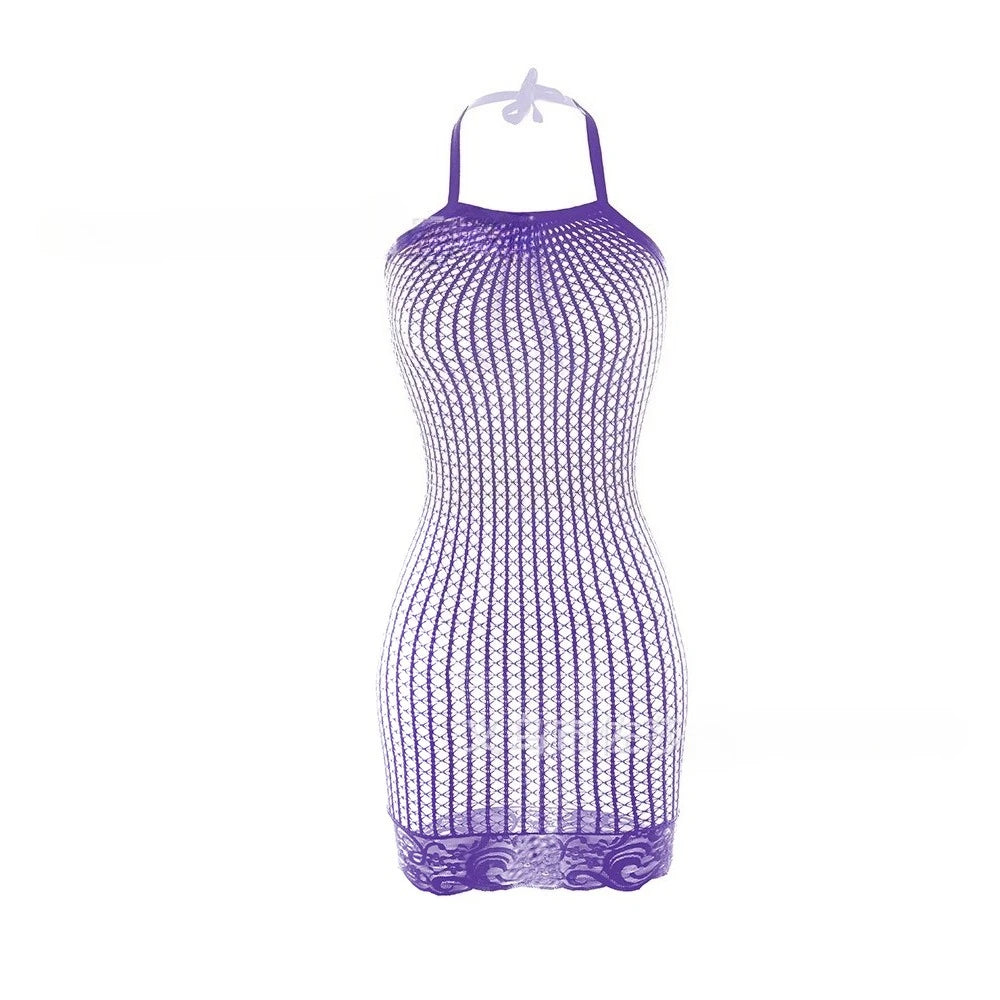 10 Colors Women Sexy Fishnet Swimwear Cover Up Without Bikini Hollow Out See Through Bodycon Dress Beachwear Summer Women's Swimwear Dress