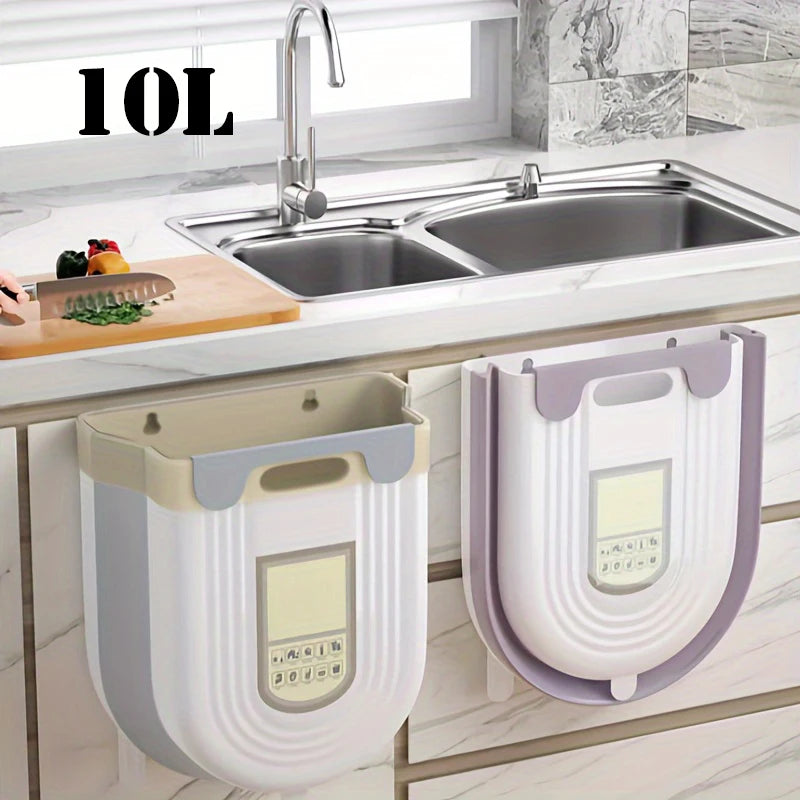 NEW Arrivals 6L-10L Foldable Kitchen Trash Can Organizer Wall-Mounted Cabinet Door Hanging Waste Bin for Easy Drainage Kitchen Organizers Storage