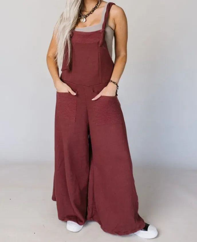 UK Size 6 Colors Jumpsuit Women Summer Fashion Contrast Paneled Wide Leg Casual Square Collar Sleeveless Daily Suspender Jumpsuit Streetwear Girls Casual Fashion Clothing Products