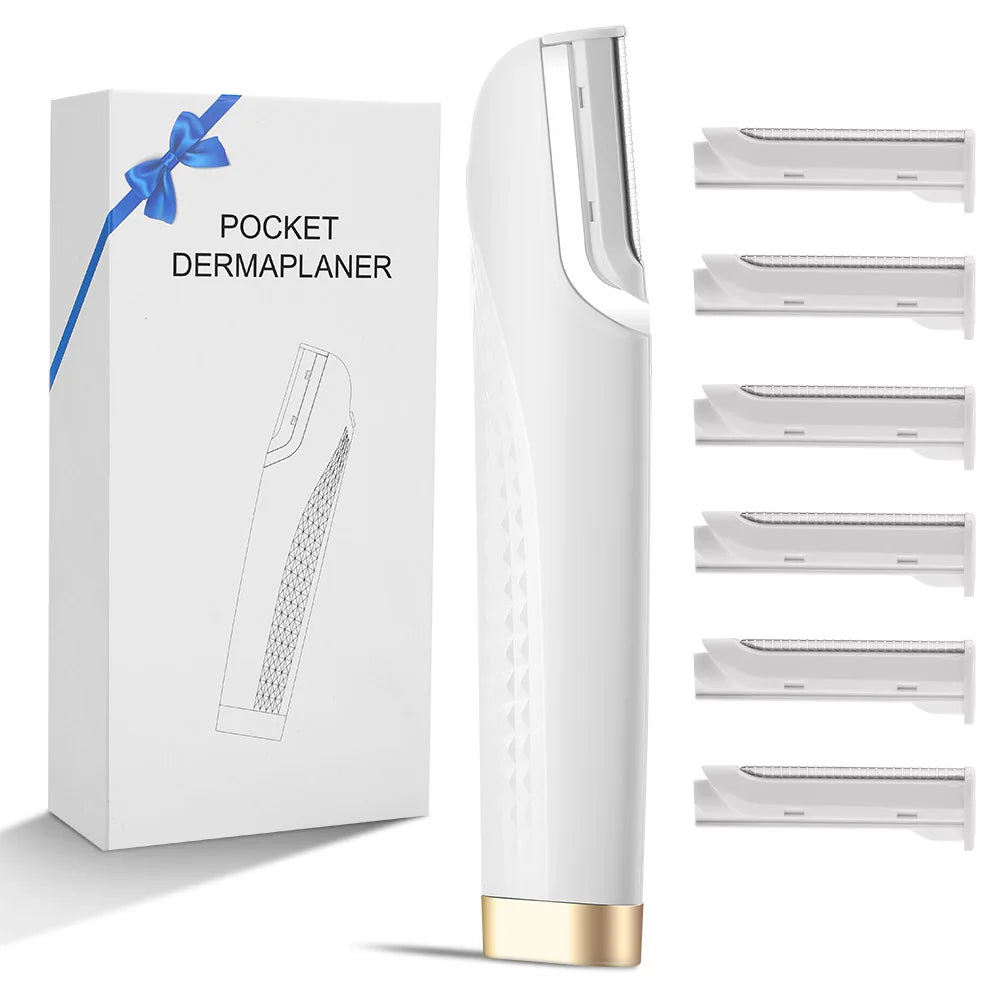 NEW Arrivals Women's Sonic Rechargeable Dermaplane Razor with Light 6 Replaceable Blades Facial Exfoliation Hair And Fuzz Removal Tool Women Skin Care Supplies