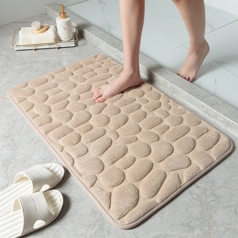 NEW Arrivals 4PCS Set Mat Non-Slip Carpets Cobblestone Embossed Bathroom Bath In Wash Basin Bathtub Side Floor Rug Shower Room Doormat Memory Foam Carpets Bathroom Accessories