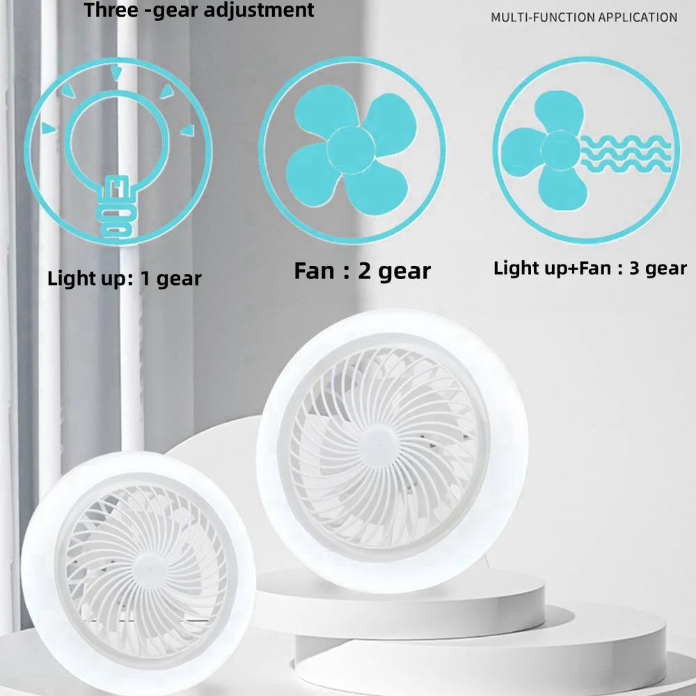 Remote Control 2-in-1 Three-speed Mode LED Fan Light LED Lamp Bead E27 Screw Fan Light Wall Control Bedroom Light Fan Ceiling