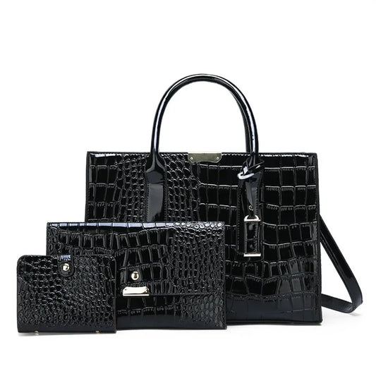 NEW Arrivals 10 Colors/Patterns 3 PCS Set High Quality  PU Leather Women Messenger Bags Crocodile Female Crossbody Shoulder Hand Bags for Women High Quality Ladies Handbags