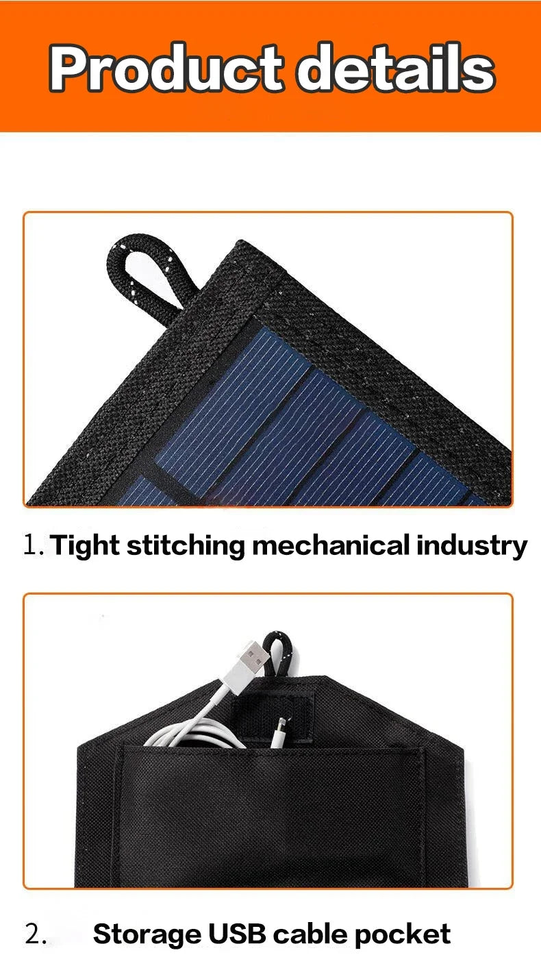 1000W Foldable Solar Panel Portable 6-Fold 30W/H  Emergency Survival Solar Panels Charger USB 5V DC Full Time Power Outdoor Camping Travel Mountain Hiking Mobile Power Supply