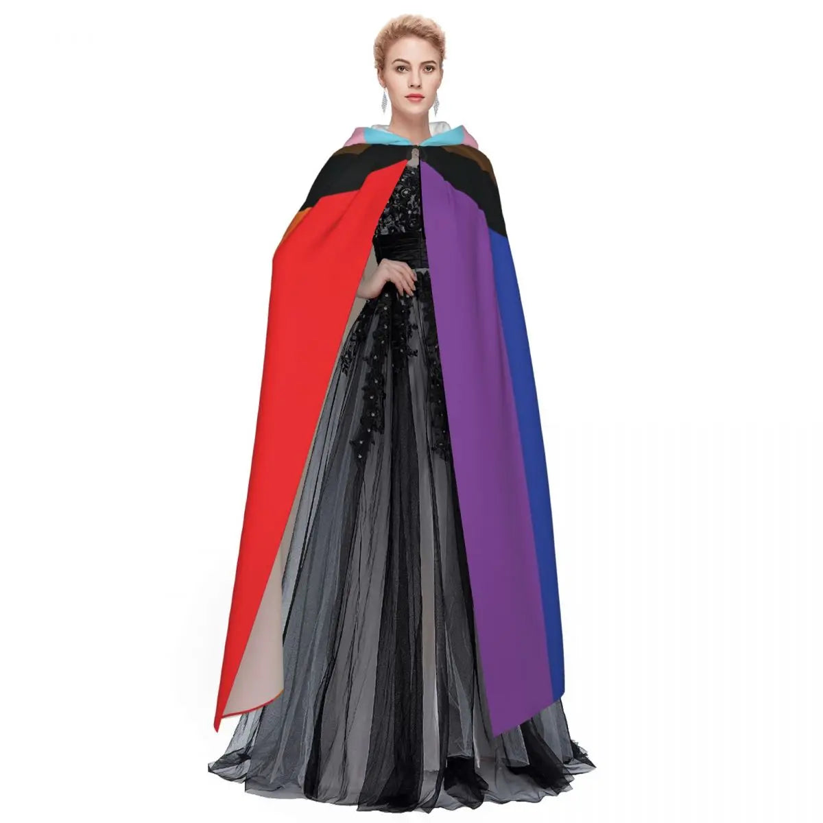 Long Cape Cloak Rainbow Flag Gay Pride Hooded Cloak Coat Autumn Hoodies