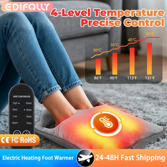 NEW Arrivals Electric Foot Warmer Heater 4 Levels Temperature Heating Timer Pad Washable Winter Warm Foot for Home Bedroom Feet Warmer
