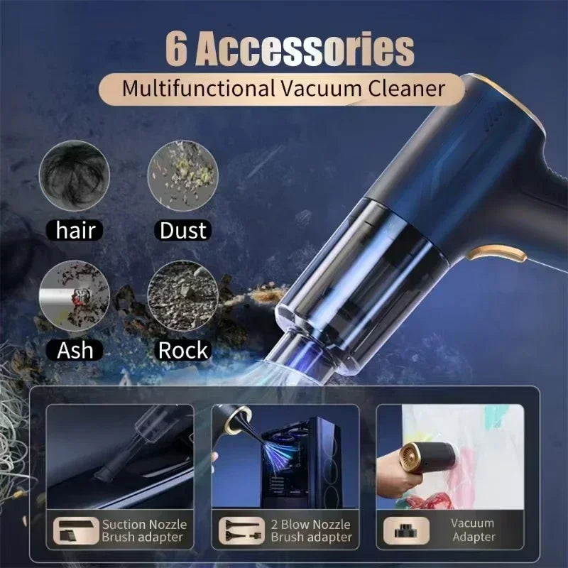 98000PA Mini Car Vacuum Cleaner Set Cordless Powerful Wireless Car Cleaner Handheld Portable Vacuum Cleaner Air Gun Car Cleaning Accessories