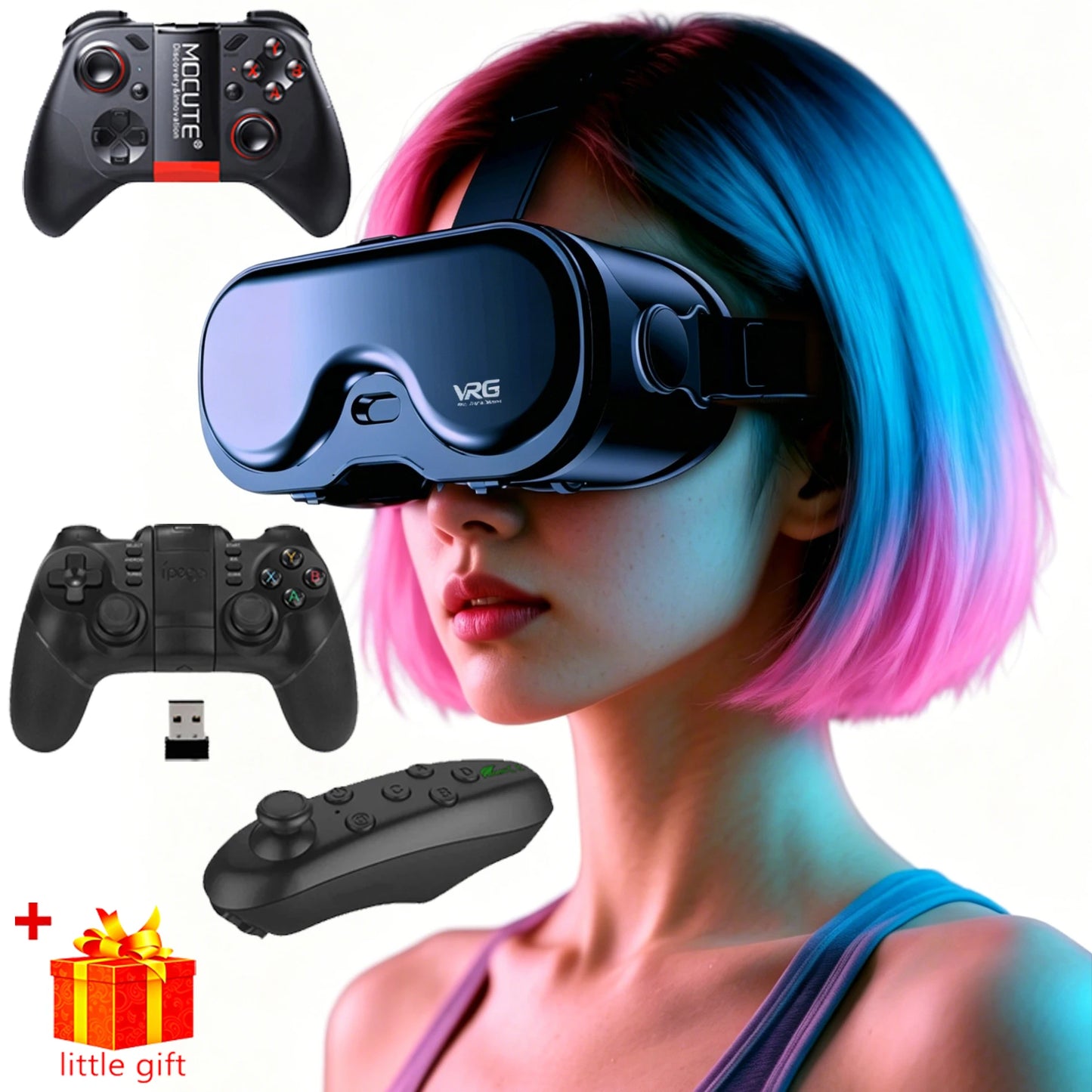Top 1 Virtual Reality  Glasses 3D Headset Virtual Reality Devices Helmet Viar Lenses Goggle Eyewear Smartphone Cell Phone Smart  Game Controller Set + Mysterious Gift VR Google