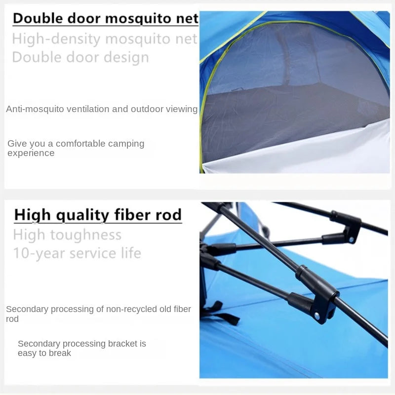 Camping Automatic Tents Family Outdoor Tourist Tent 4 Seasons Waterproof 3-4 People Travel Sun Beach Protection Tent New