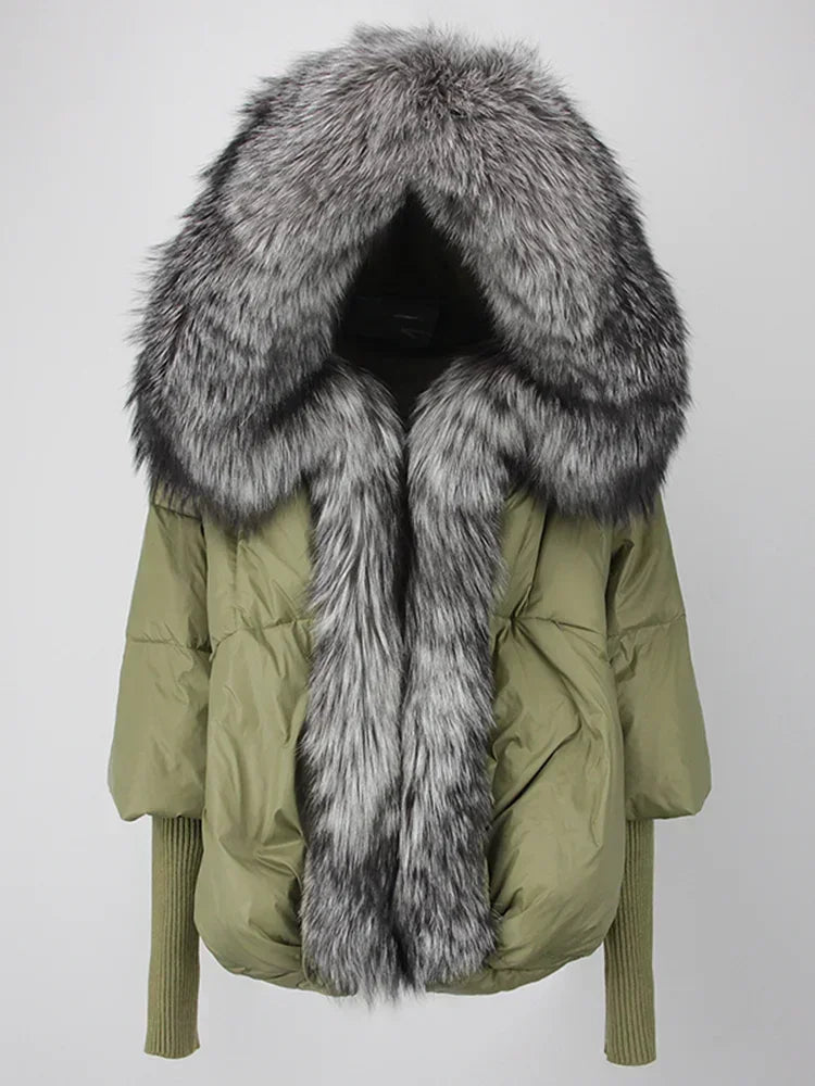 Winter Warm Snow Clothes Supplies Jacket Women Real Fox Fur Collar Hooded Natural Thick Warm Loose Oversize Duck Down Coat Streetwear Outerwear Female Girls Luxury Winter Fashion Clothing Products