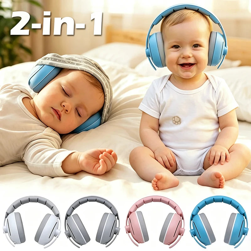2 in 1 4 PCS Set PC Baby Infants Ear Protection Noise Cancelling Headphones for Babies Toddler , 2-in-1 Baby Ear Protection, Baby Travel Essentials for Outdoor Travel Sport Events Earmuffs Baby Care Supplies
