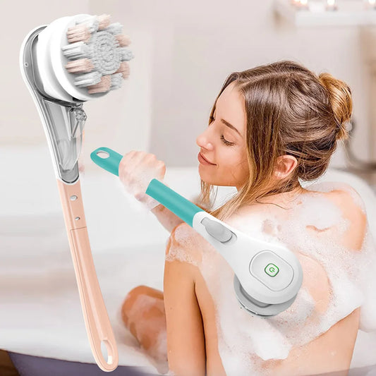 Electric Bath BrushLazy Back ScrubBath Scrubbing BrushAutomatic Back ScrubBath Brush with Long Handle