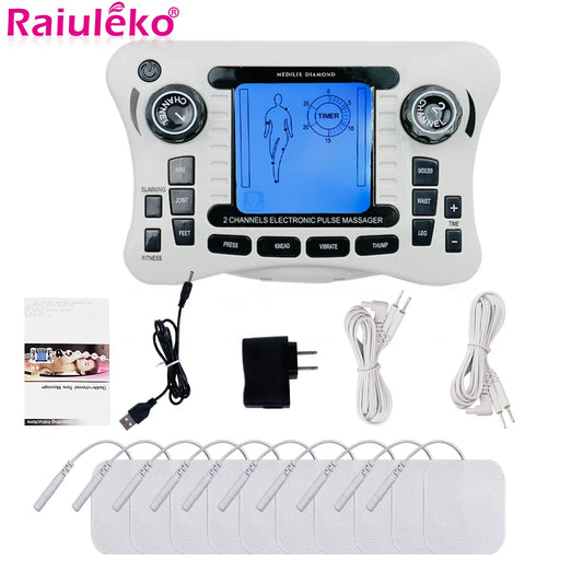 12 Modes Electrical Tens Pulse Massager EMS Muscle Stimulator Acupuncture Digital Frequency Physiotherapy Machine Fat Burner