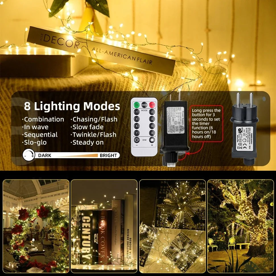 NEW Arrivals 50/75M Led String Lights Outdoor Firecracker Fairy Light String EU DC Power Copper Wire Lights for Wedding Christmas Tree Decor Lamp