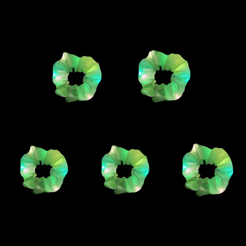 1/10/20 PCS Set LED Luminous Earrings Scrunchies Glowing Hairband Girl Light Up Hair Scrunchy Rave Festival Party Night Clubwear Headwear Supplies Hair Accessories