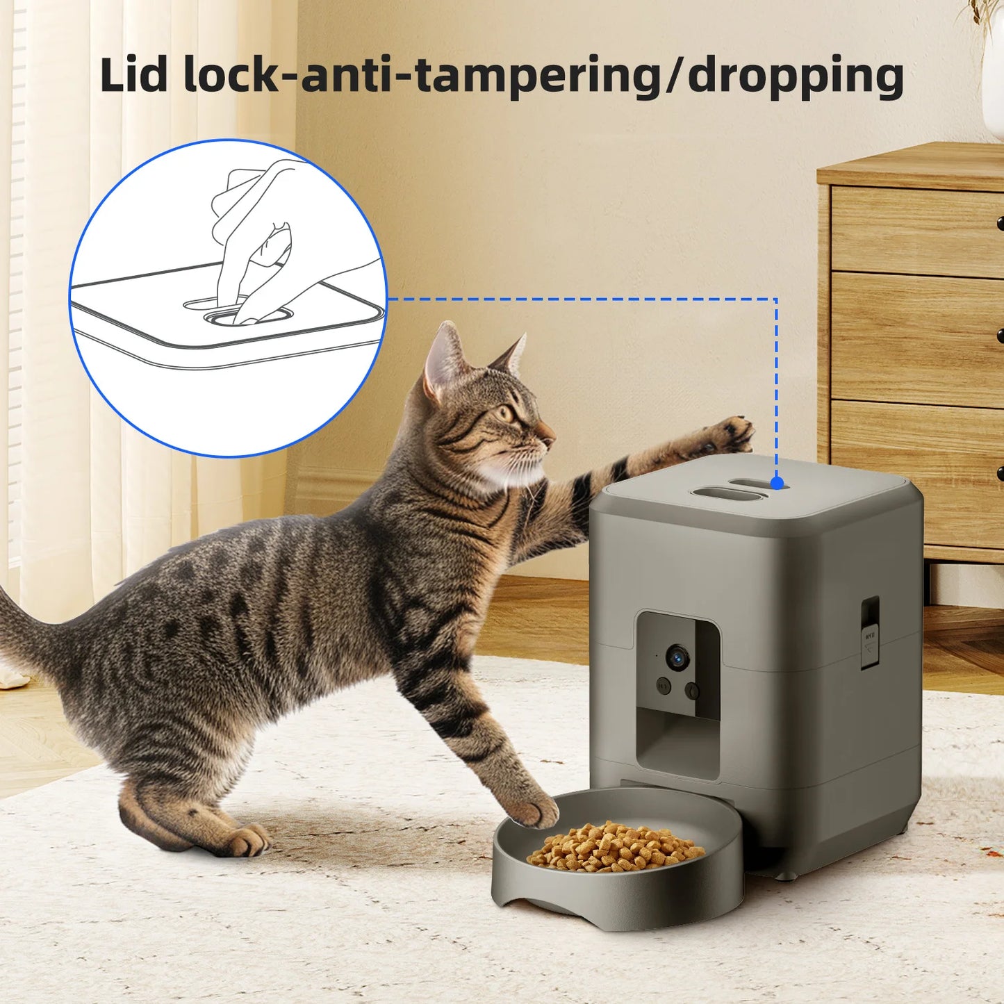 NEW Arrivals Wi-Fi + Camera Black/White Color 2L Pet Feeder Timing Smart Automatic Dog Pet Feeder For Cats Dog Button WIFI APP Camera Intelligent Dry Food Dispenser Dog Bowl Pets Supplies