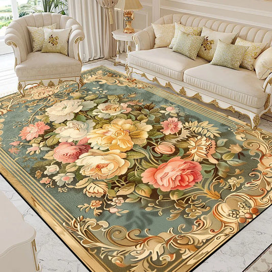 12 Types/Colors Large Size  Luxury Retro Decoration European Style Carpets Living Room Flower Pattern Rugs Anti Slip Hall Sofa Area Floor Mat Bedroom Cloakroom Rug