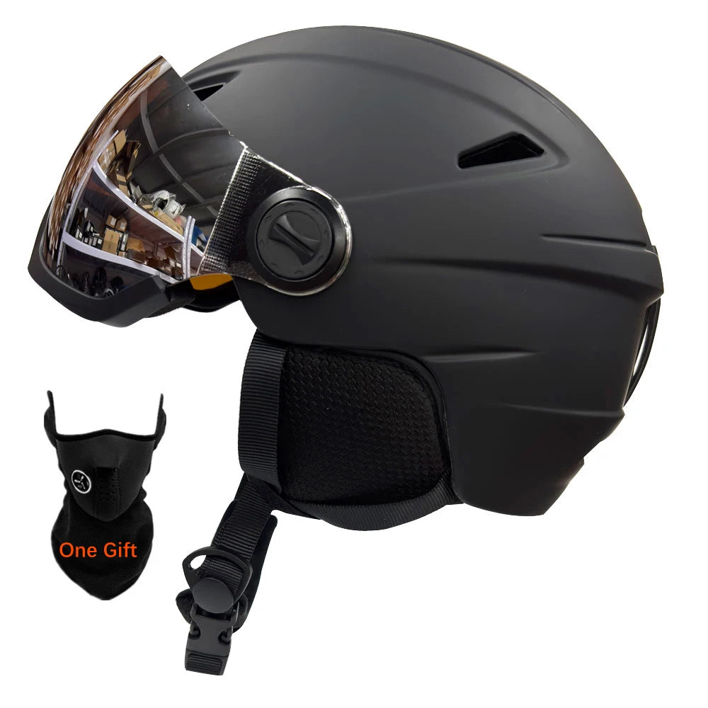 Professional Skiing Helmet with Goggles Integrally-Molded PC+EPS High-Quality Ski Helmet Outdoor Adult Sport Ski Snowboard Skateboard Helmets Winter Sport Accessories