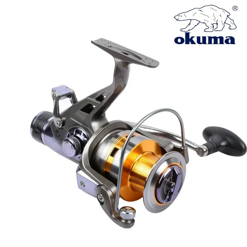Original OKUMA Metal Wire Cup Professional Japanese High Speed Fishing Spinning Lightweight Reel 20KG9+1BB Front and Rear Brakes for Long-Distance Sea Boat River Lakes Fishing Vessel 3000-6000