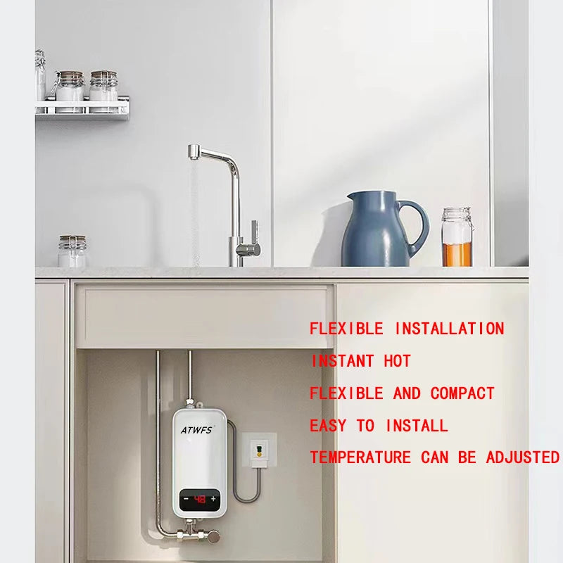 Instant Water Heater 220V 4000W Portable Electric Heaters for Bathroom Hot Water Shower and Home Kitchen Heating