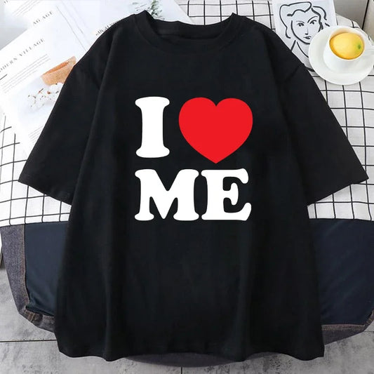 NEW Arrivals S-3XL UK Plus Size 4 Colors Women/Men  Summer  I Love Me Red Heart Myself T Shirts Graphic Cotton Streetwear Short Sleeve Birthday Gifts T-shirt Streetwear Clothing