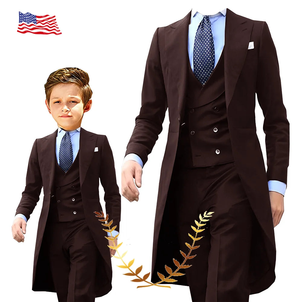 NEW Arrivals 3PCS Set Boys(3-16Yrs Old) Men S-5XL PLUS SIZE 5 Colors Formal Blazer Tuxedos Suit Wedding Evening Party Tuxedo Child Jacket Pants Vest Men Costume Groom’s Suit Luxury Fashion Apparel Supplies