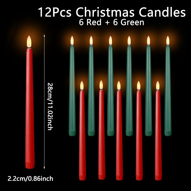 24 PCS Set with Remote Control LED Taper Candles Artificial Black Flameless Flickering Candle Christmas Lights Home Birthday Wedding Candles Battery