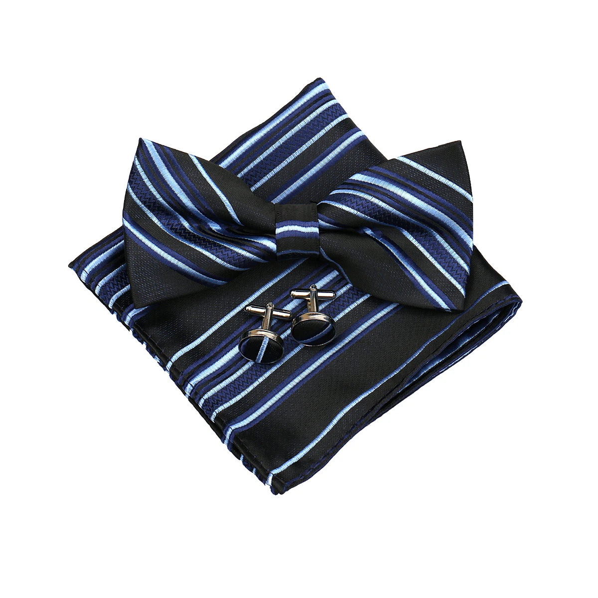 3 PCS Set 55 Colors Luxury Paisley Bowtie Suit Man Bow Tie Pocket Square Cufflinks Wedding Bowknot Accessories Butterfly Neckwear Adjustable Adult Ties