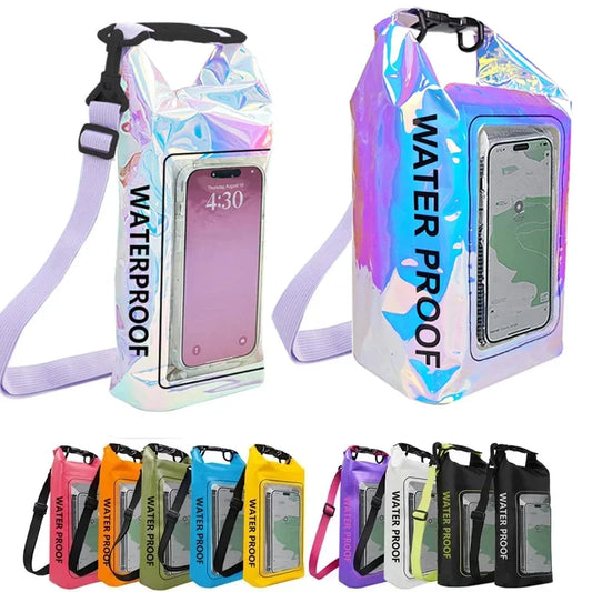 NEW Arrivals 2L 5L Dry Bag Swimming Pack Touch Screen Outdoor Waterproof Kayak Storage Bag Outdoor Beach Camping Kayak Trekking Drifting Rafting Surfing Boating Backpack Sports Accessories