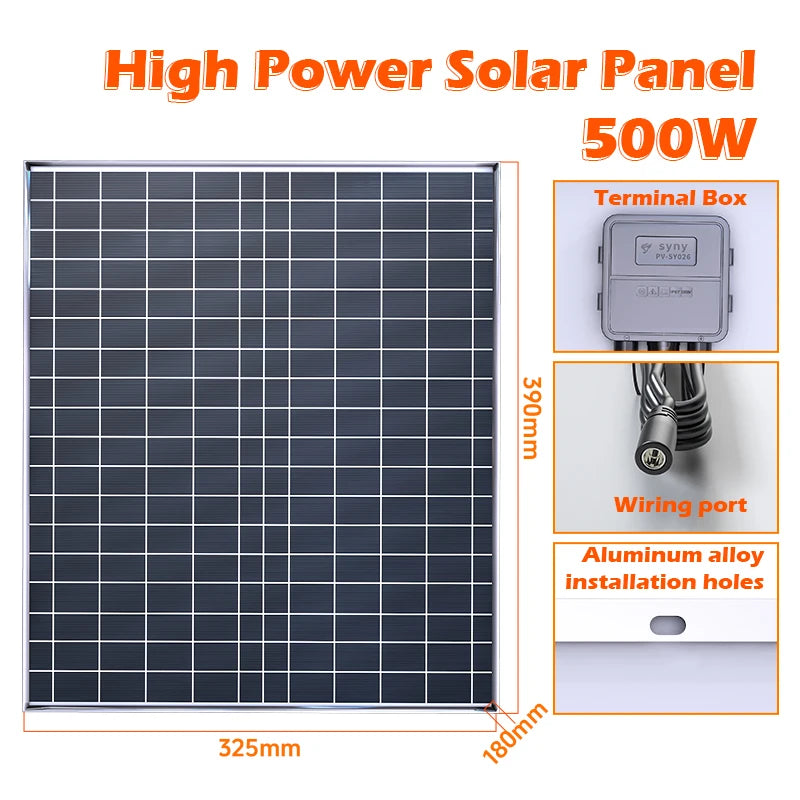 1000W 12V Photovoltaic Solar Panel Power Bank Kit Fast Battery Charger 20W/H 100A Controller Solar Plate for Home Camping RV Car