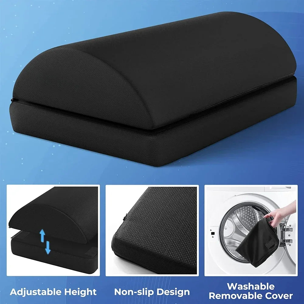 Under Desk Foot Rest Adjustable Height Memory Foam Foot Stool Under Desk for Office Chair & Gaming Chair, Back & Hip Pain Relief
