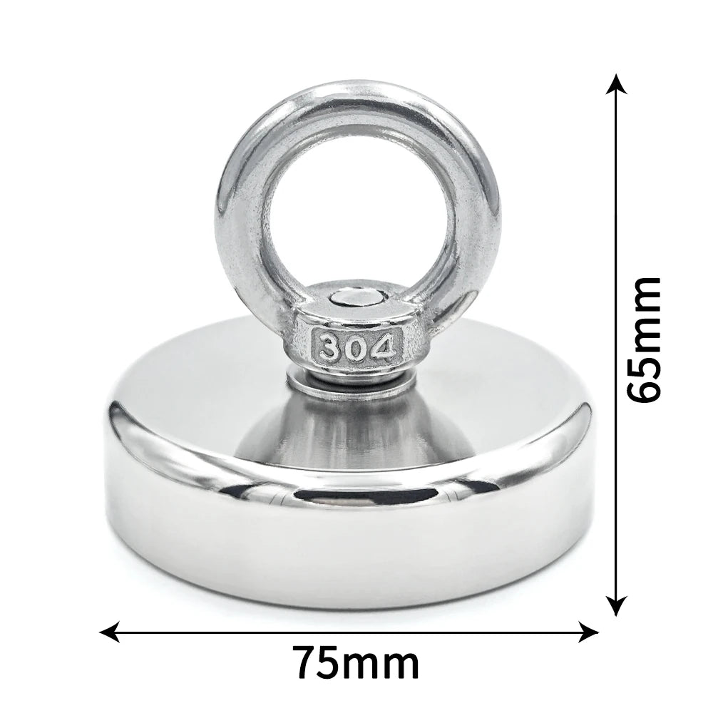 Super Strong Neodymium Fishing Magnet Hooks N52 Heavy Duty Magnet with Countersunk Hole Eyebolt 16-90mm Salvage Searcher Magnets for Lake River Boat Fishing Accessory Sets