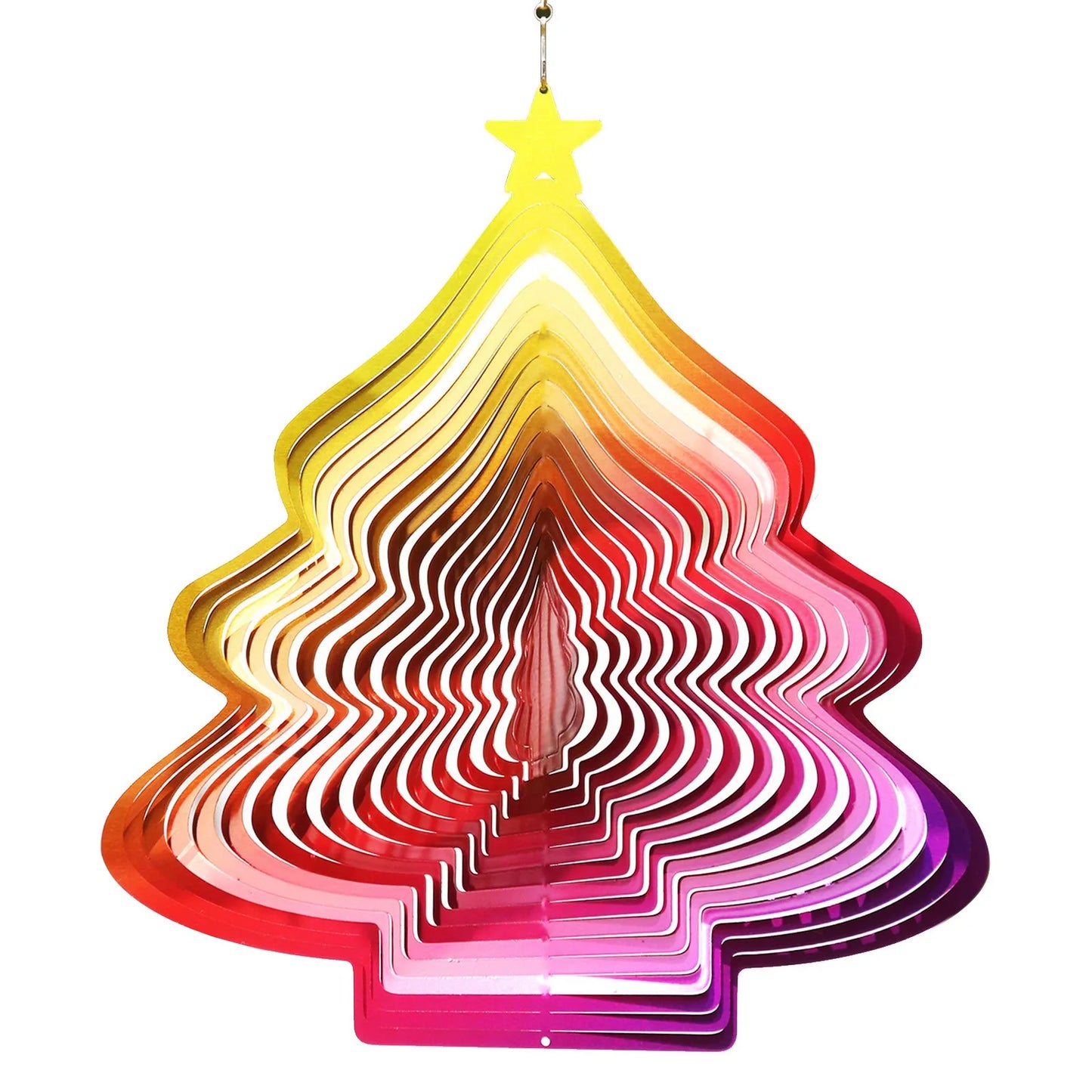 NEW 3D-30cm x 27cm Christmas Tree Shaped Wind Spinner 3D Stainless Steel Metal Wind Chimes Indoor Home Outdoor Garden Courtyard Street Lawn Trees  Christmas Decoration Supplies Garden Decoration Products