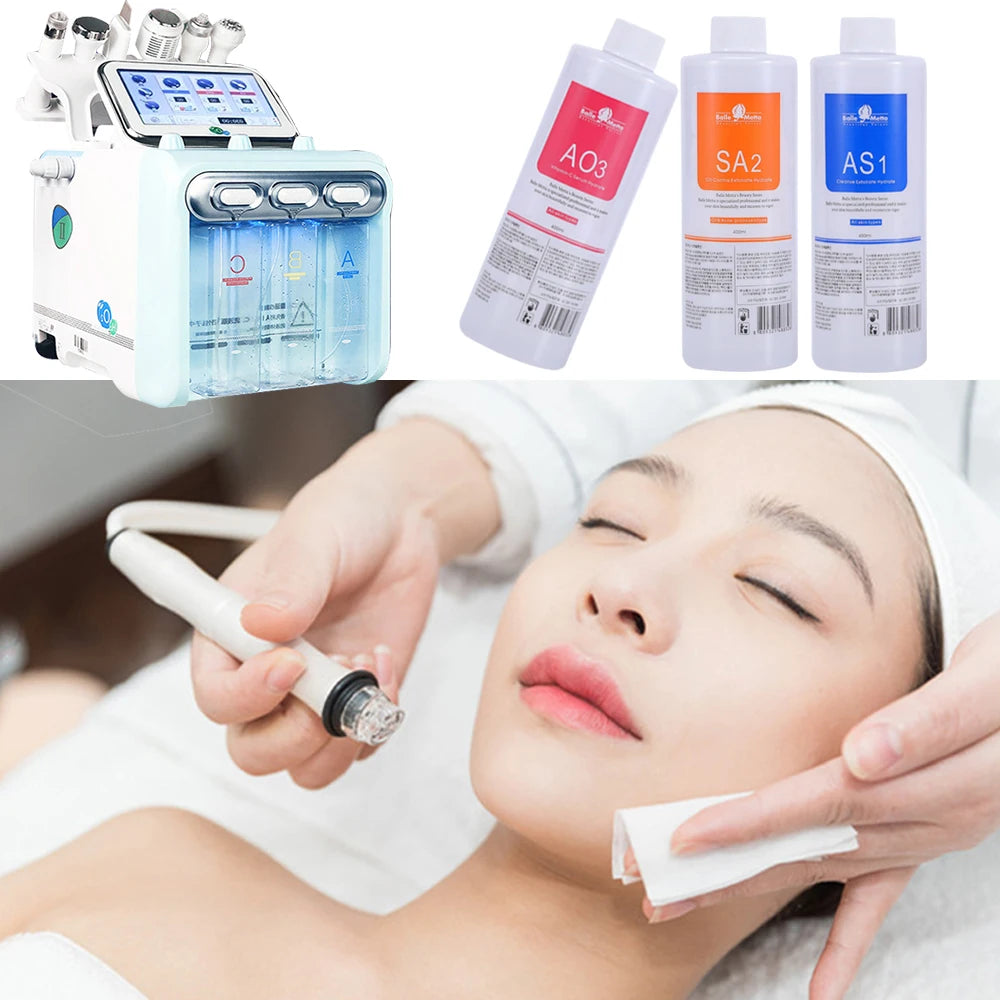 3pcs/Lot 1200ML Hydra Liquid Face Serum Facial Aqua Peel Solution AS1 SA2 AO3 For Beauty Machine SkinCare Deep Cleaning