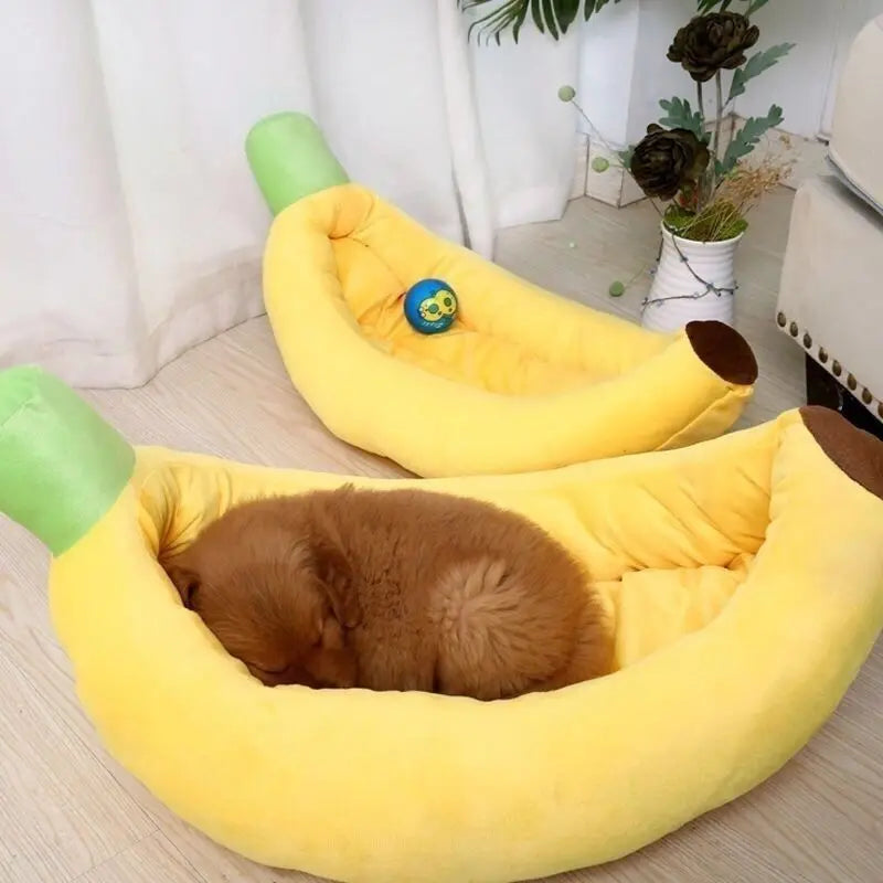 Creative Banana Shaped Dog Beds Cute Ins Soft Small Pets Mat Removable Washable Breathable Kennel Dogs Sleeping Litter 4 Seasons