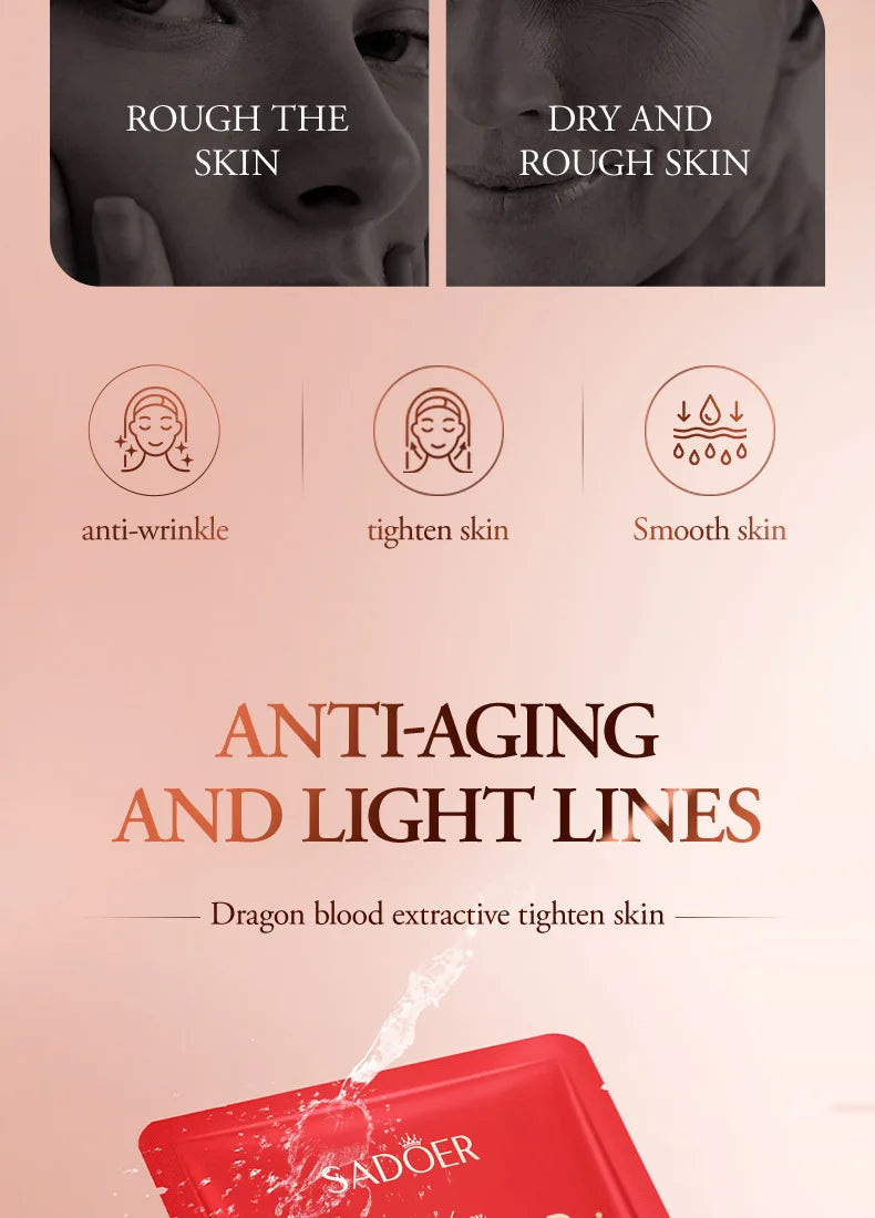 5 PCS Set Dragon Blood Facial Masks for Face Moisturizing Anti-Aging Hydrating Face Mask Facial Skin Care Products